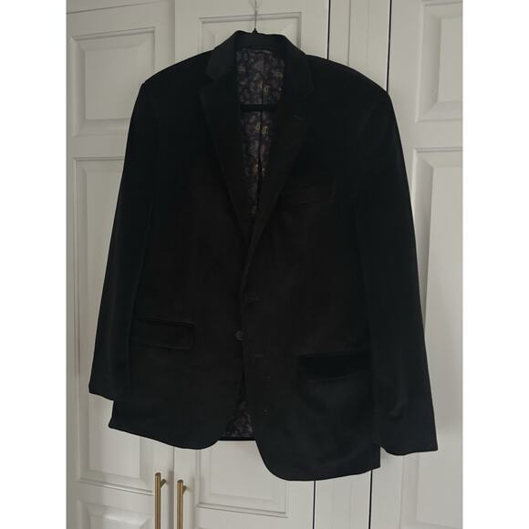Ralph Lauren Chaps Men's Black Velvet Blazer Suit Jacket Size 40R - Picture 2 of 3